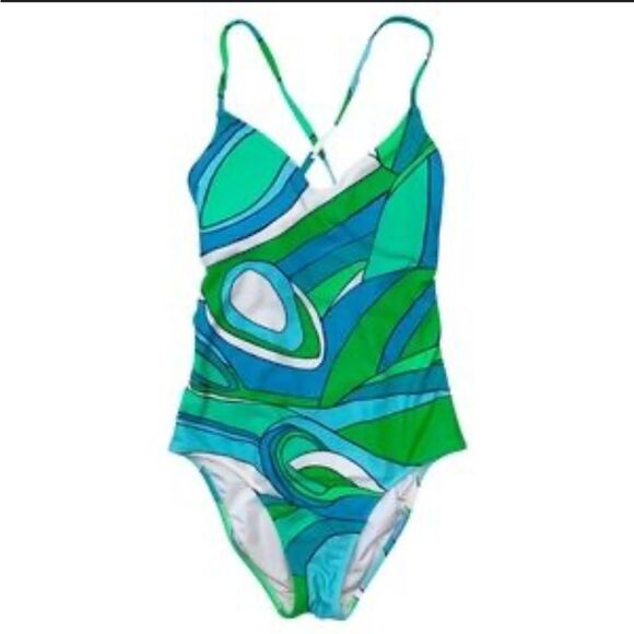 Aerie Pucci like green print one piece swimsuit bathing suit small s - Picture 1 of 4